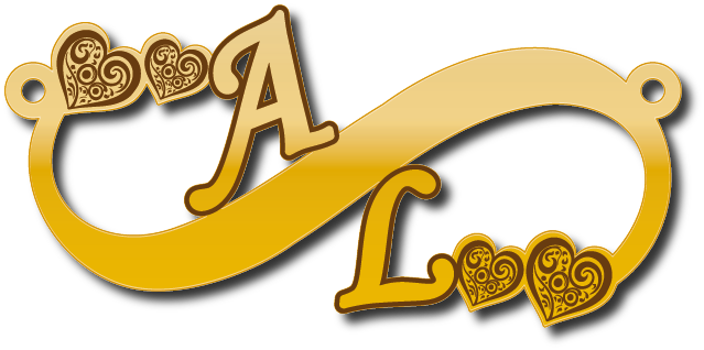 حرفين انفنتي A L · تصميم خط عربي ومجوهرات ليزر · مسار مغلق للفايبر ليزر · Gold Name - اسمك ذهب