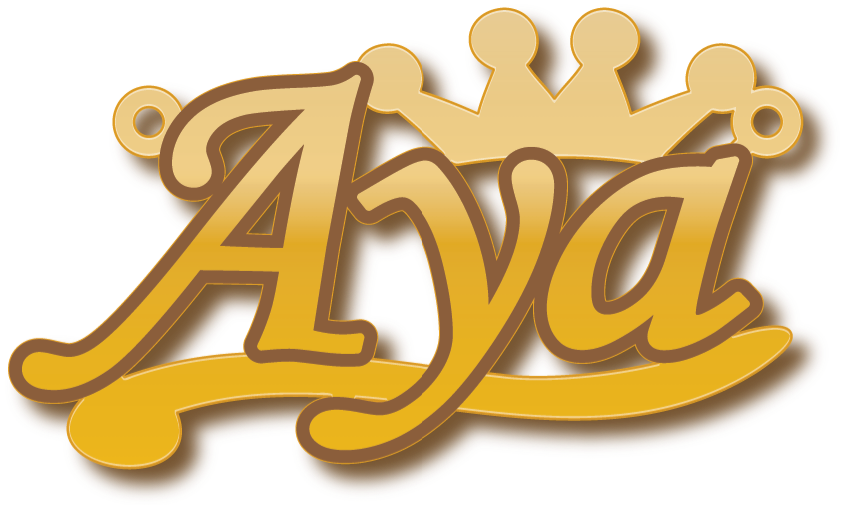 Aya · تصميم خط عربي ومجوهرات ليزر · مسار مغلق للفايبر ليزر · Gold Name - اسمك ذهب