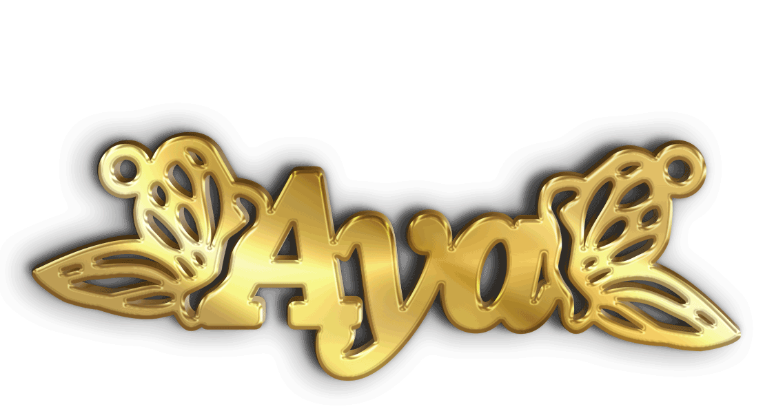 Aya · Arabic Calligraphy Laser Jewelry CAD · Closed Vector Path for Fiber Laser · Gold Name
