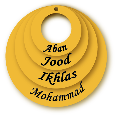 Aban Jood Ikhlas Mohammad · Arabic Calligraphy Laser Jewelry CAD · Closed Vector Path for Fiber Laser · Gold Name