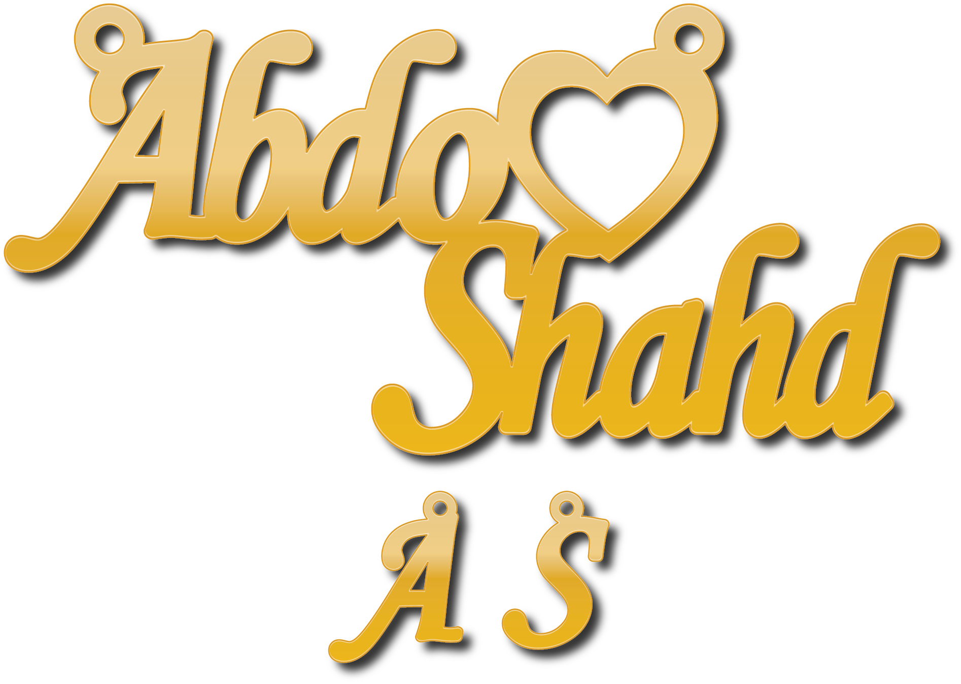Abdo Shahd · Arabic Calligraphy Laser Jewelry CAD · Closed Vector Path for Fiber Laser · Gold Name
