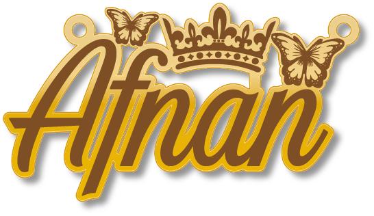 Afnan · تصميم خط عربي ومجوهرات ليزر · مسار مغلق للفايبر ليزر · Gold Name - اسمك ذهب