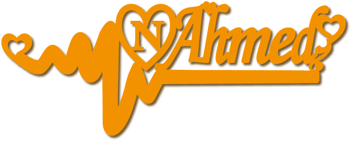 Ahmed مع حرف N · تصميم خط عربي ومجوهرات ليزر · مسار مغلق للفايبر ليزر · Gold Name - اسمك ذهب