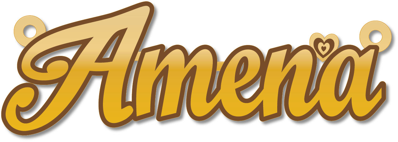 Amena · Arabic Calligraphy Laser Jewelry CAD · Closed Vector Path for Fiber Laser · Gold Name