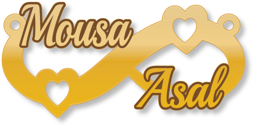 Mousa Asel · Arabic Calligraphy Laser Jewelry CAD · Closed Vector Path for Fiber Laser · Gold Name