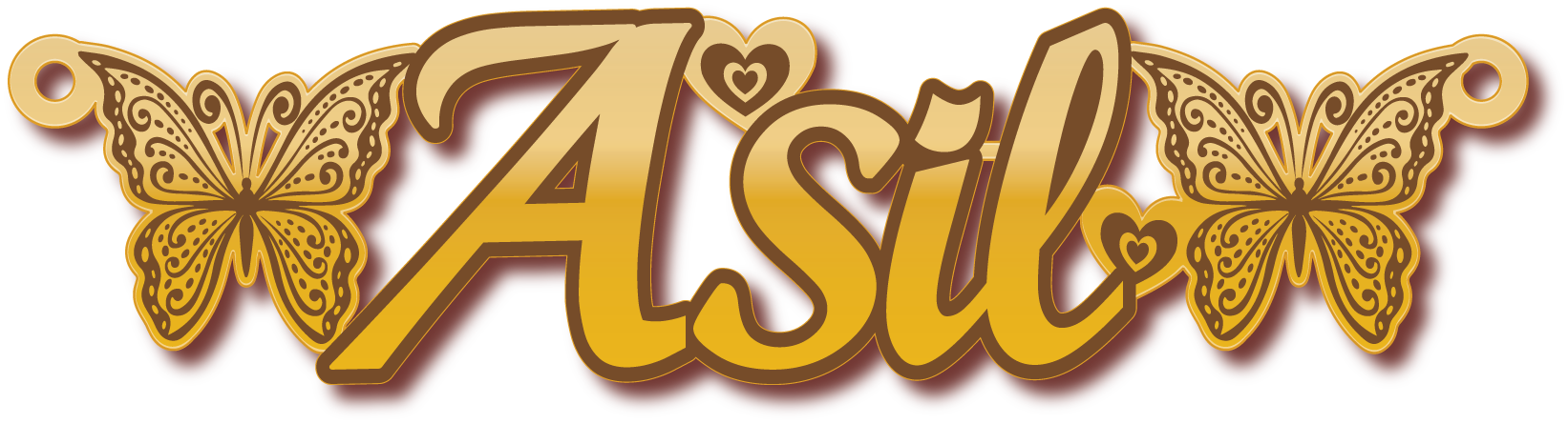 Asil · تصميم خط عربي ومجوهرات ليزر · مسار مغلق للفايبر ليزر · Gold Name - اسمك ذهب