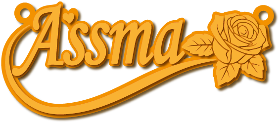 Assma · Arabic Calligraphy Laser Jewelry CAD · Closed Vector Path for Fiber Laser · Gold Name
