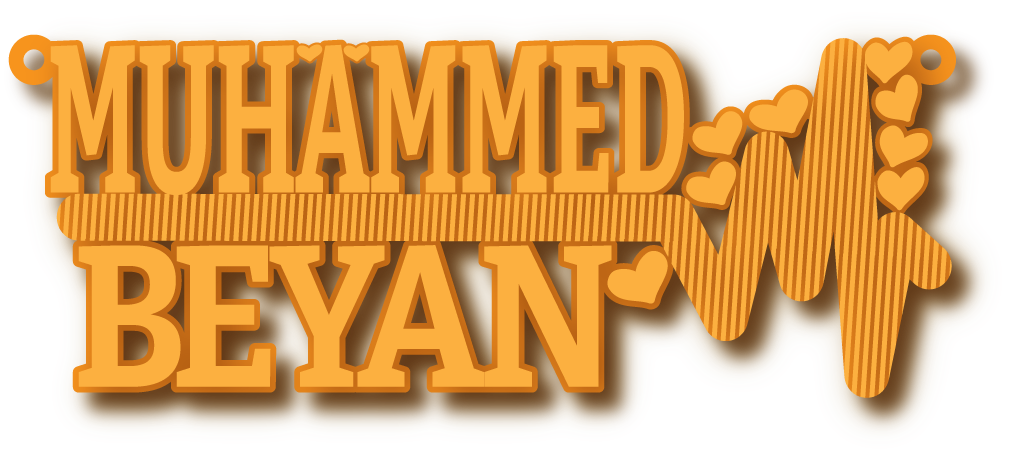 Muhammed Beyan في نبض قلب · Arabic Calligraphy Laser Jewelry CAD · Closed Vector Path for Fiber Laser · Gold Name
