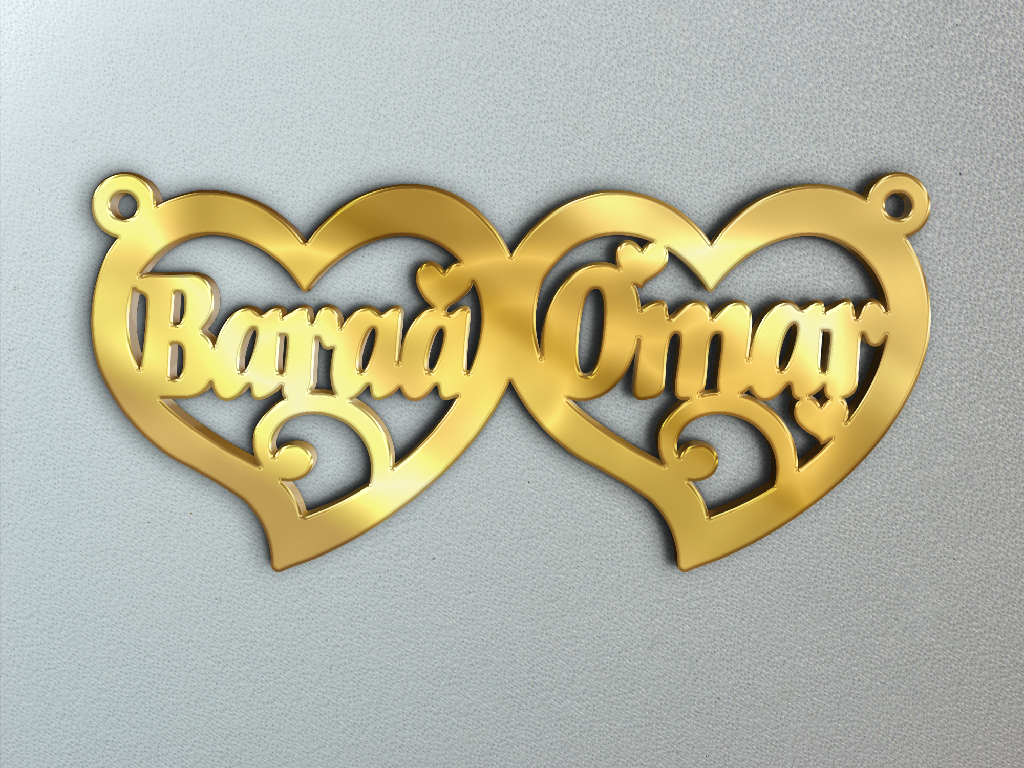Baraa Omar · Arabic Calligraphy Laser Jewelry CAD · Closed Vector Path for Fiber Laser · Gold Name