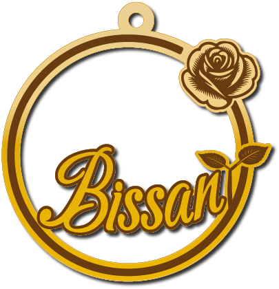 Bissan · Arabic Calligraphy Laser Jewelry CAD · Closed Vector Path for Fiber Laser · Gold Name