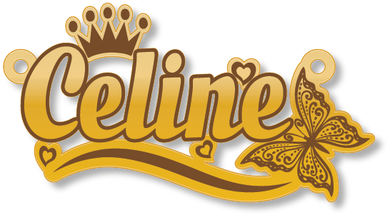 Celine · تصميم خط عربي ومجوهرات ليزر · مسار مغلق للفايبر ليزر · Gold Name - اسمك ذهب