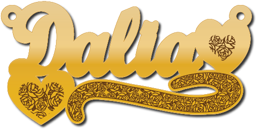 Daliaمع قلبين وسحبه مزخرفه · تصميم خط عربي ومجوهرات ليزر · مسار مغلق للفايبر ليزر · Gold Name - اسمك ذهب