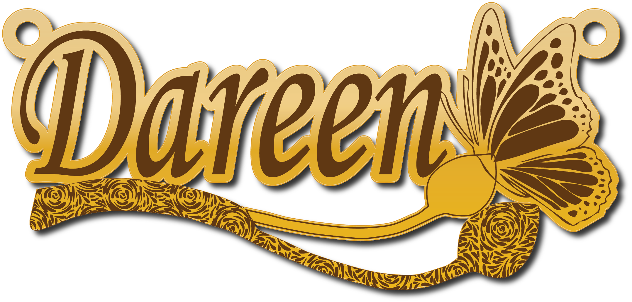 Dareen · تصميم خط عربي ومجوهرات ليزر · مسار مغلق للفايبر ليزر · Gold Name - اسمك ذهب
