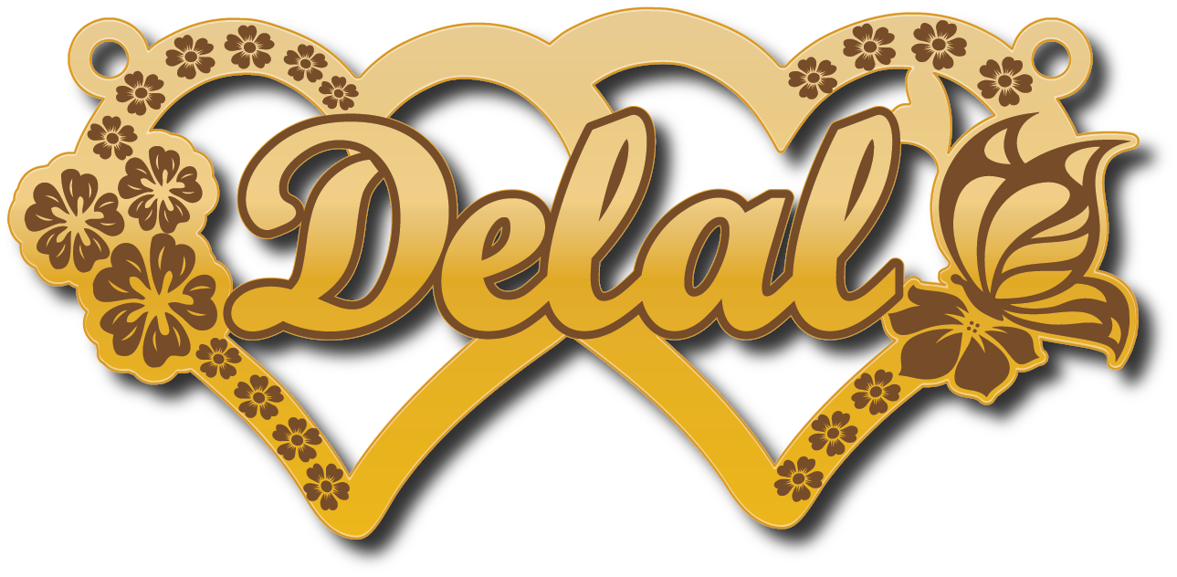 Delal · تصميم خط عربي ومجوهرات ليزر · مسار مغلق للفايبر ليزر · Gold Name - اسمك ذهب