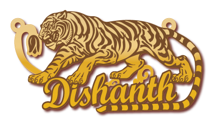 Dishanth · Arabic Calligraphy Laser Jewelry CAD · Closed Vector Path for Fiber Laser · Gold Name