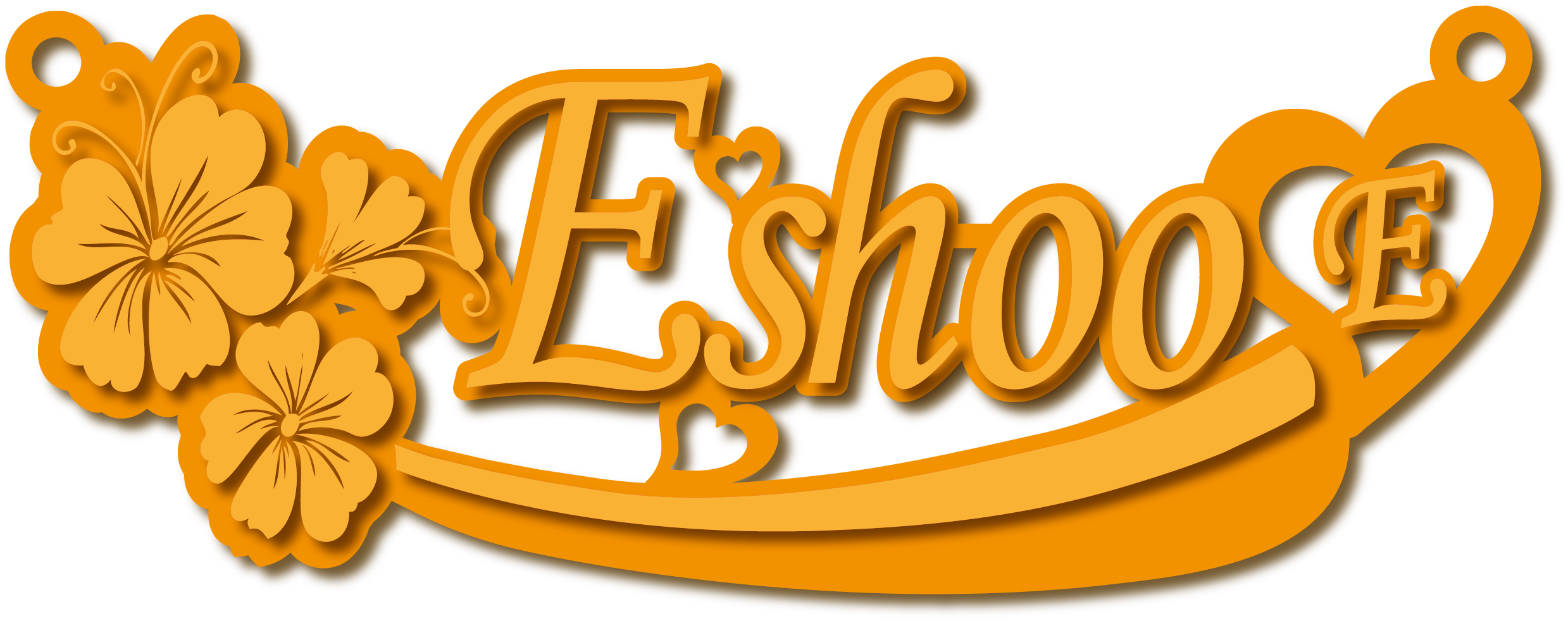 Eshoo مع حرفE · تصميم خط عربي ومجوهرات ليزر · مسار مغلق للفايبر ليزر · Gold Name - اسمك ذهب