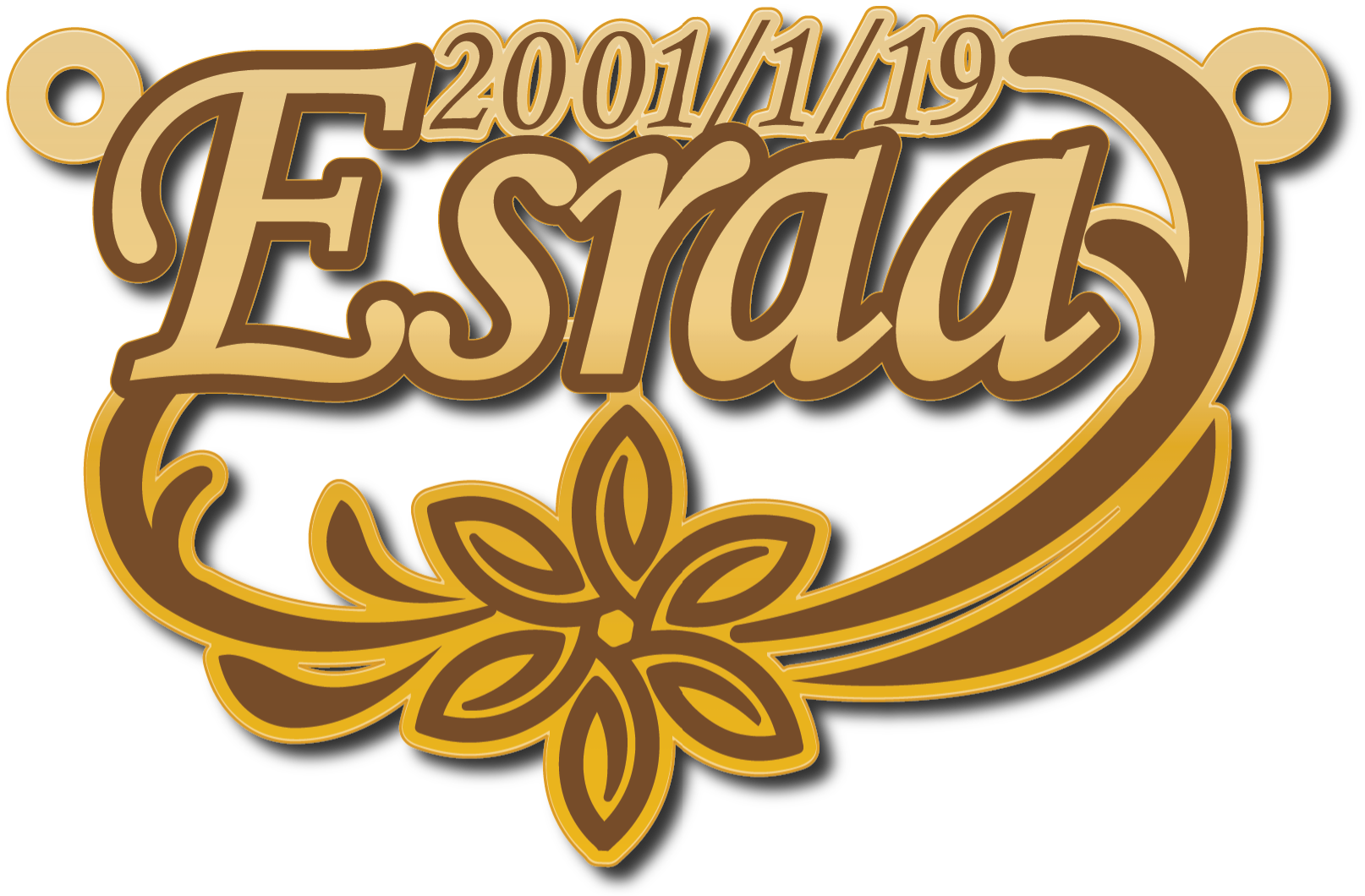 Esraa · تصميم خط عربي ومجوهرات ليزر · مسار مغلق للفايبر ليزر · Gold Name - اسمك ذهب