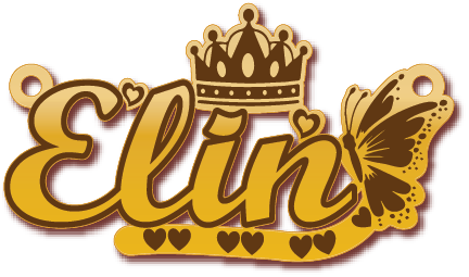 Elin · تصميم خط عربي ومجوهرات ليزر · مسار مغلق للفايبر ليزر · Gold Name - اسمك ذهب