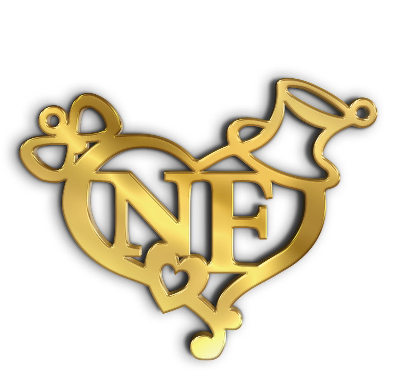 N E · تصميم خط عربي ومجوهرات ليزر · مسار مغلق للفايبر ليزر · Gold Name - اسمك ذهب