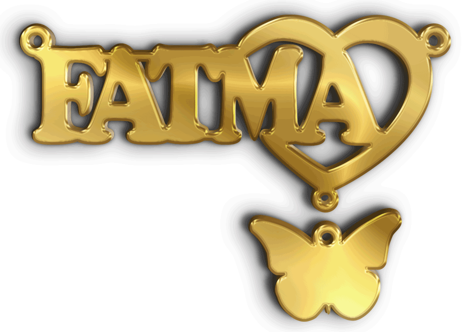 FATMA · Arabic Calligraphy Laser Jewelry CAD · Closed Vector Path for Fiber Laser · Gold Name