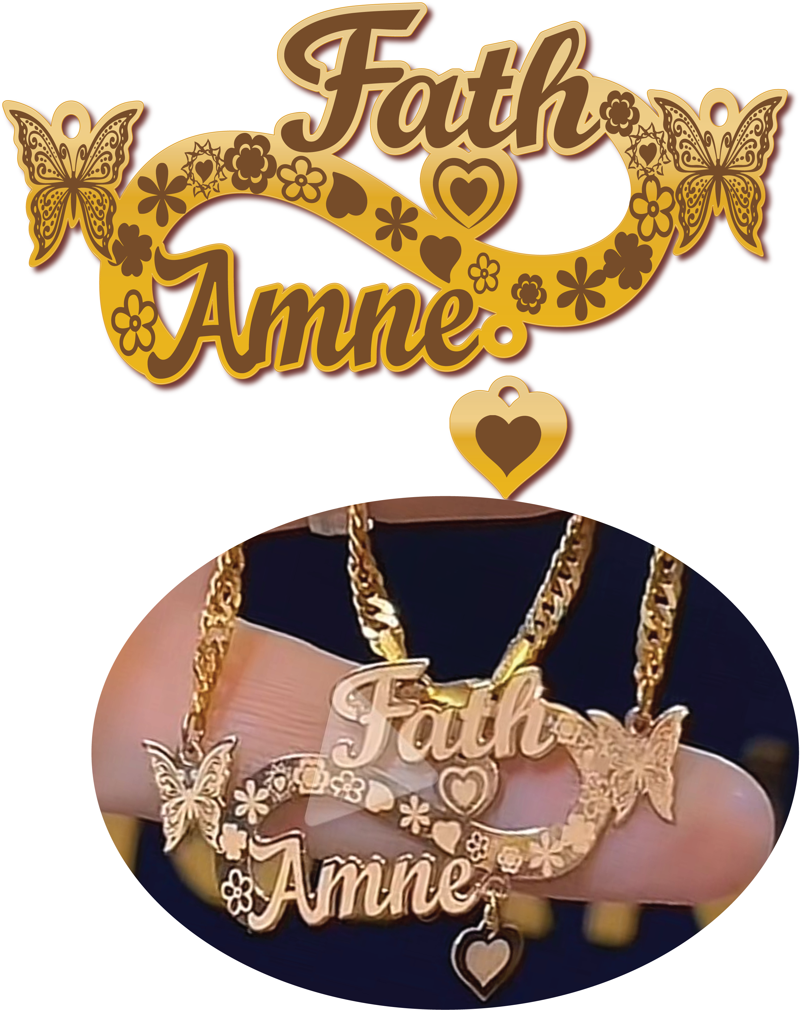 Fath Amne · تصميم خط عربي ومجوهرات ليزر · مسار مغلق للفايبر ليزر · Gold Name - اسمك ذهب