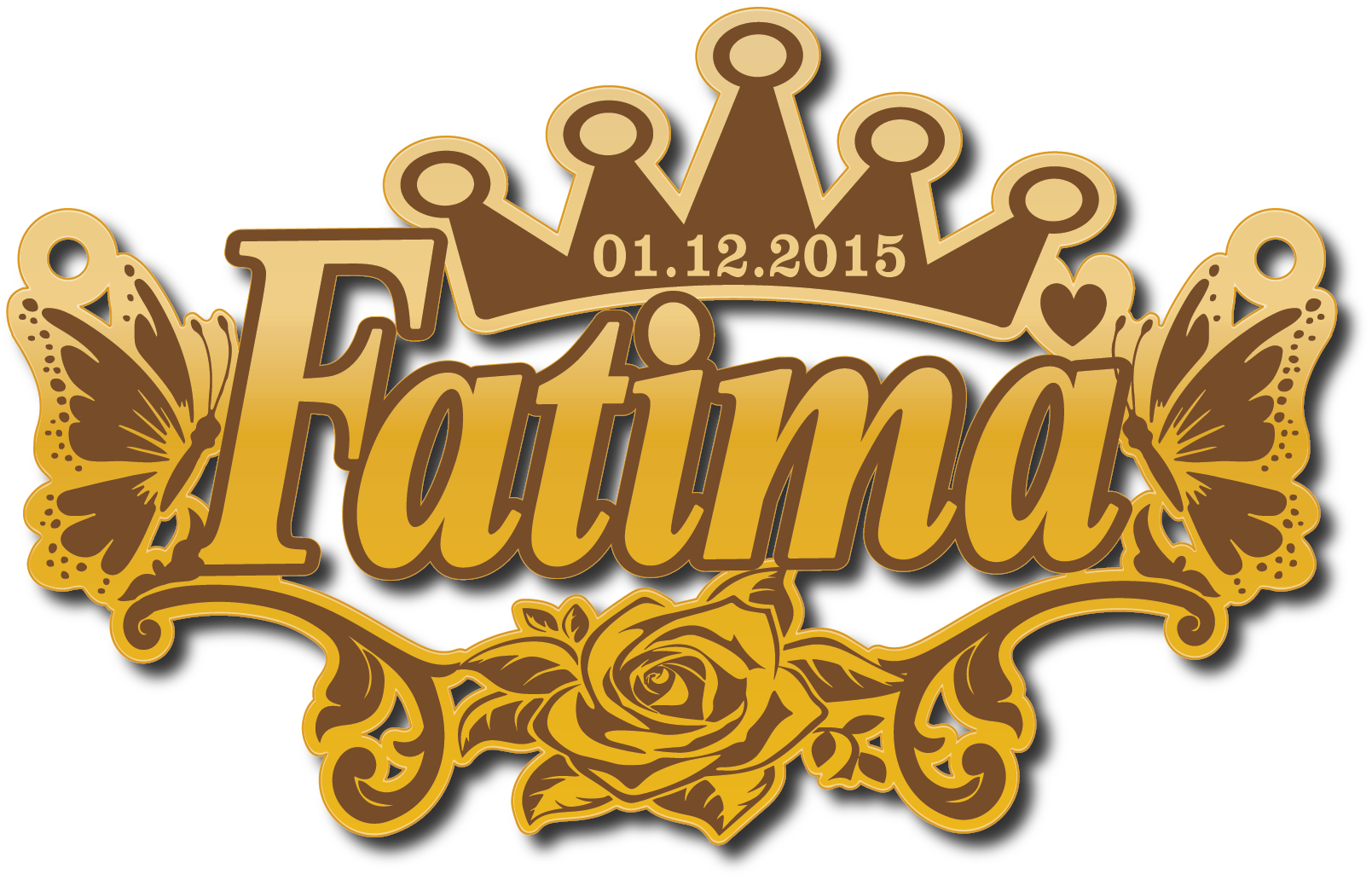 Fatima · تصميم خط عربي ومجوهرات ليزر · مسار مغلق للفايبر ليزر · Gold Name - اسمك ذهب
