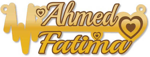 Fatima Ahmed نبض قلب · تصميم خط عربي ومجوهرات ليزر · مسار مغلق للفايبر ليزر · Gold Name - اسمك ذهب