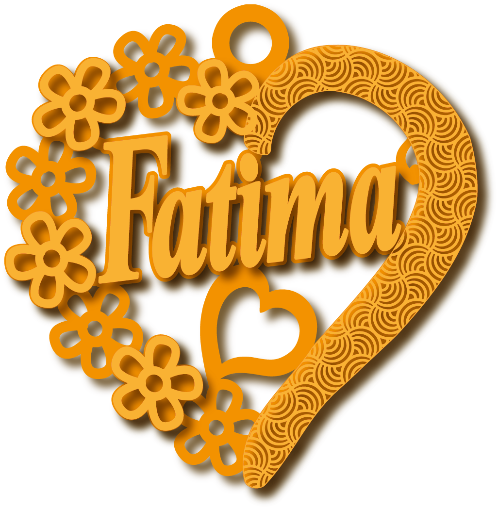 Fatima · Arabic Calligraphy Laser Jewelry CAD · Closed Vector Path for Fiber Laser · Gold Name