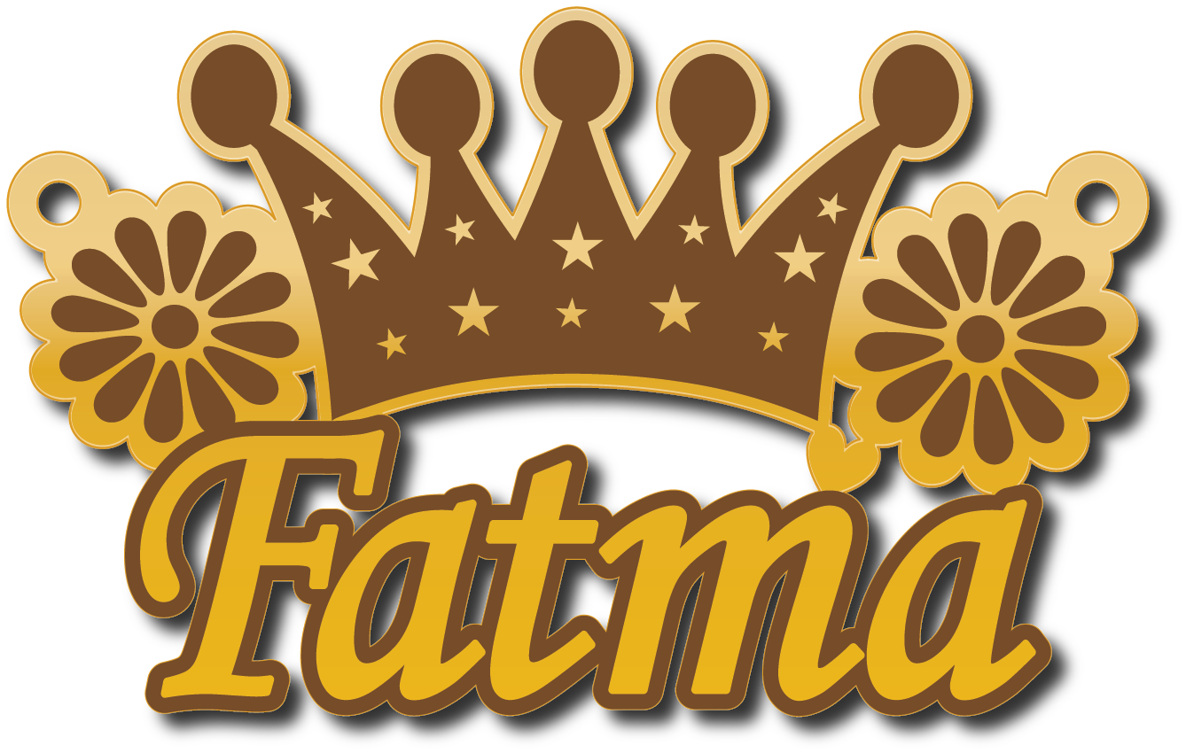 Fatma مع تاج · تصميم خط عربي ومجوهرات ليزر · مسار مغلق للفايبر ليزر · Gold Name - اسمك ذهب