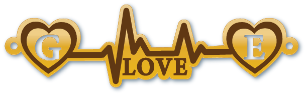 حرفي G  E في قلوب مع نبض قلب وكلمه Love