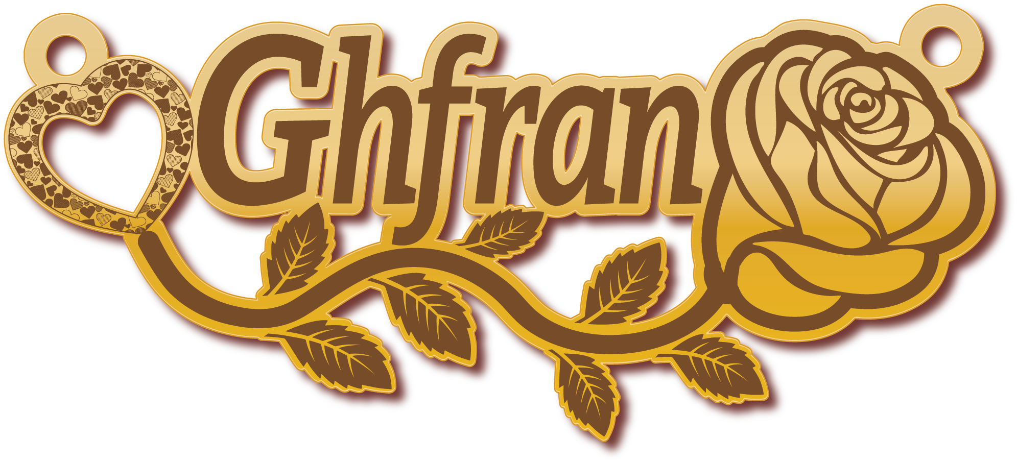 Ghfran · Arabic Calligraphy Laser Jewelry CAD · Closed Vector Path for Fiber Laser · Gold Name
