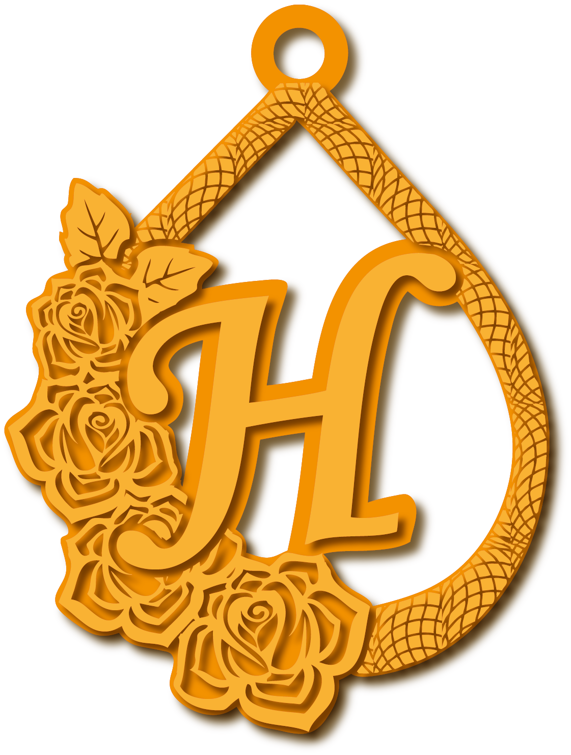 H · Arabic Calligraphy Laser Jewelry CAD · Closed Vector Path for Fiber Laser · Gold Name