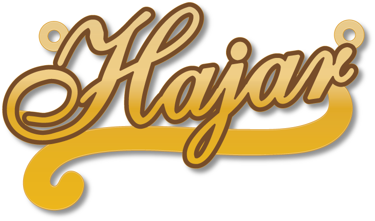 Hajar هاجر · تصميم خط عربي ومجوهرات ليزر · مسار مغلق للفايبر ليزر · Gold Name - اسمك ذهب