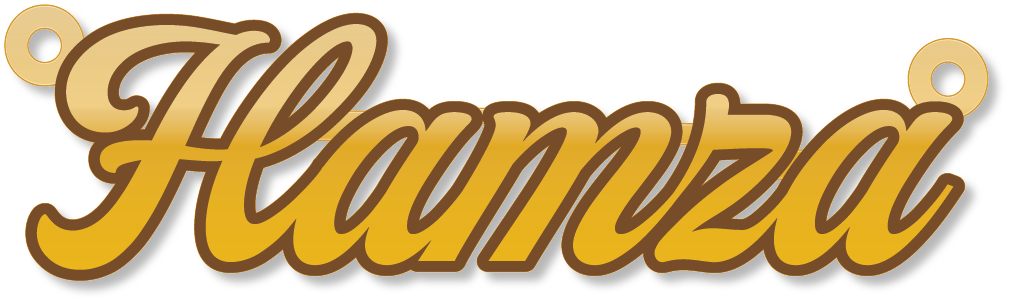 Hamza · تصميم خط عربي ومجوهرات ليزر · مسار مغلق للفايبر ليزر · Gold Name - اسمك ذهب