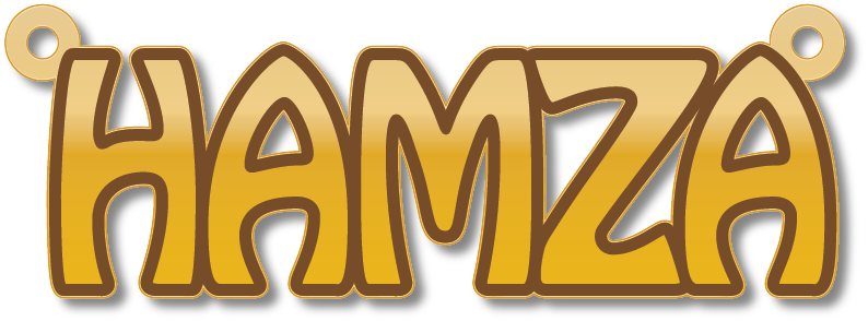 HAMZA · Arabic Calligraphy Laser Jewelry CAD · Closed Vector Path for Fiber Laser · Gold Name