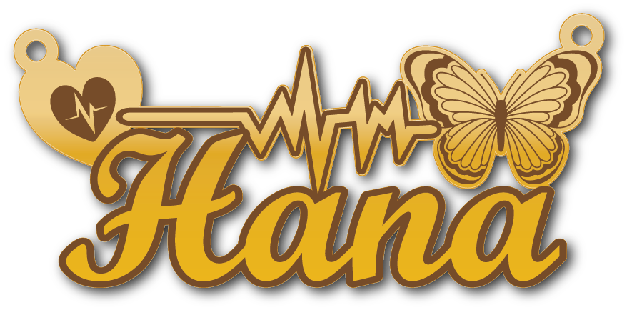 Hana · Arabic Calligraphy Laser Jewelry CAD · Closed Vector Path for Fiber Laser · Gold Name