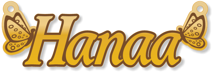 Hanaa · تصميم خط عربي ومجوهرات ليزر · مسار مغلق للفايبر ليزر · Gold Name - اسمك ذهب