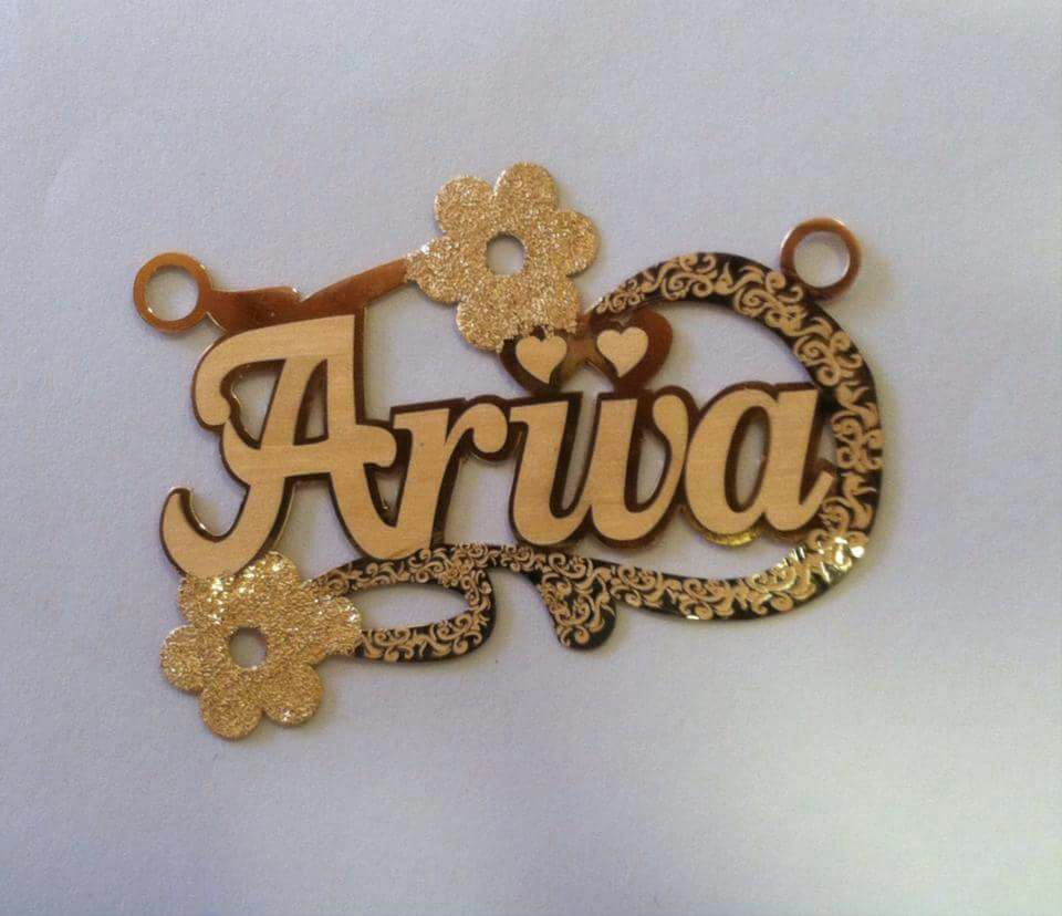arwa · Arabic Calligraphy Laser Jewelry CAD · Closed Vector Path for Fiber Laser · Gold Name
