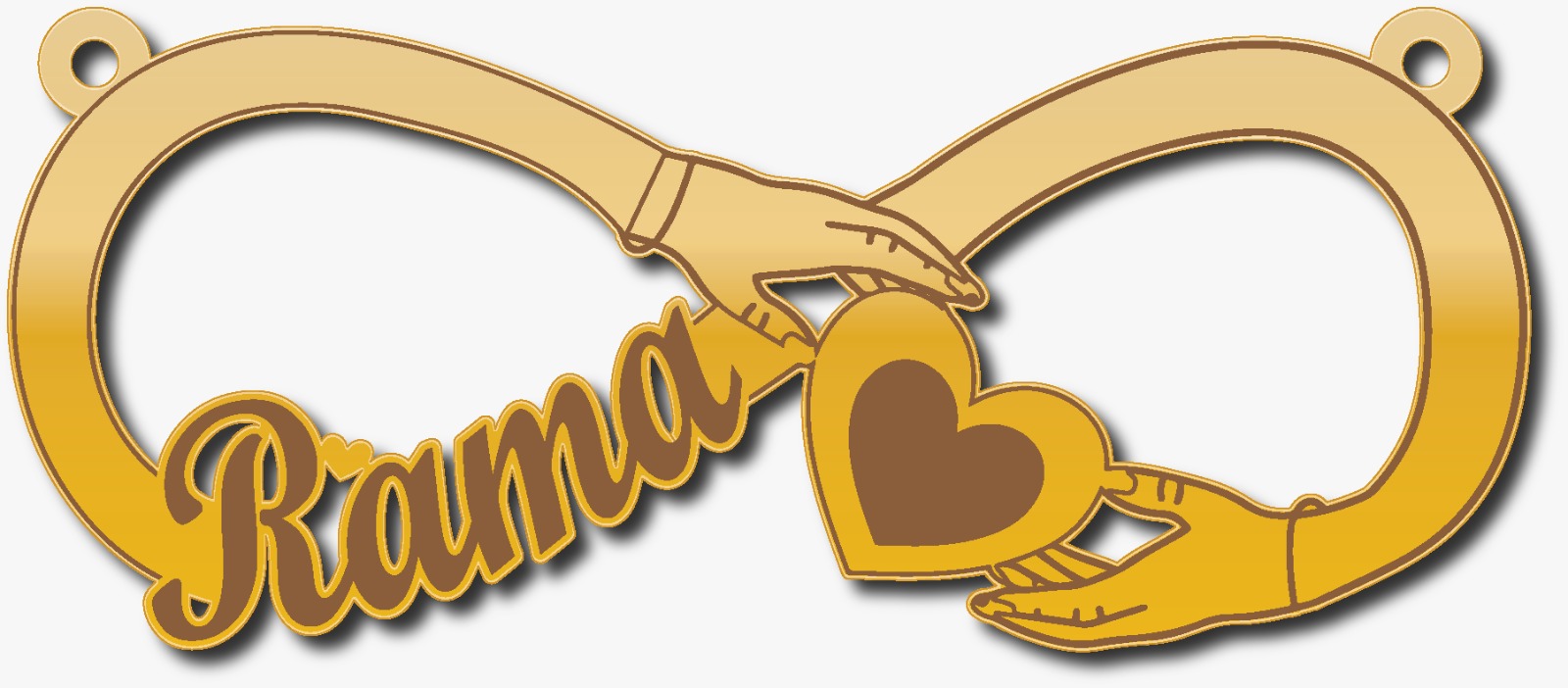 Rama راما · Arabic Calligraphy Laser Jewelry CAD · Closed Vector Path for Fiber Laser · Gold Name