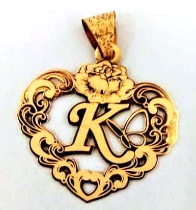 حرف K في قلب · تصميم خط عربي ومجوهرات ليزر · مسار مغلق للفايبر ليزر · Gold Name - اسمك ذهب