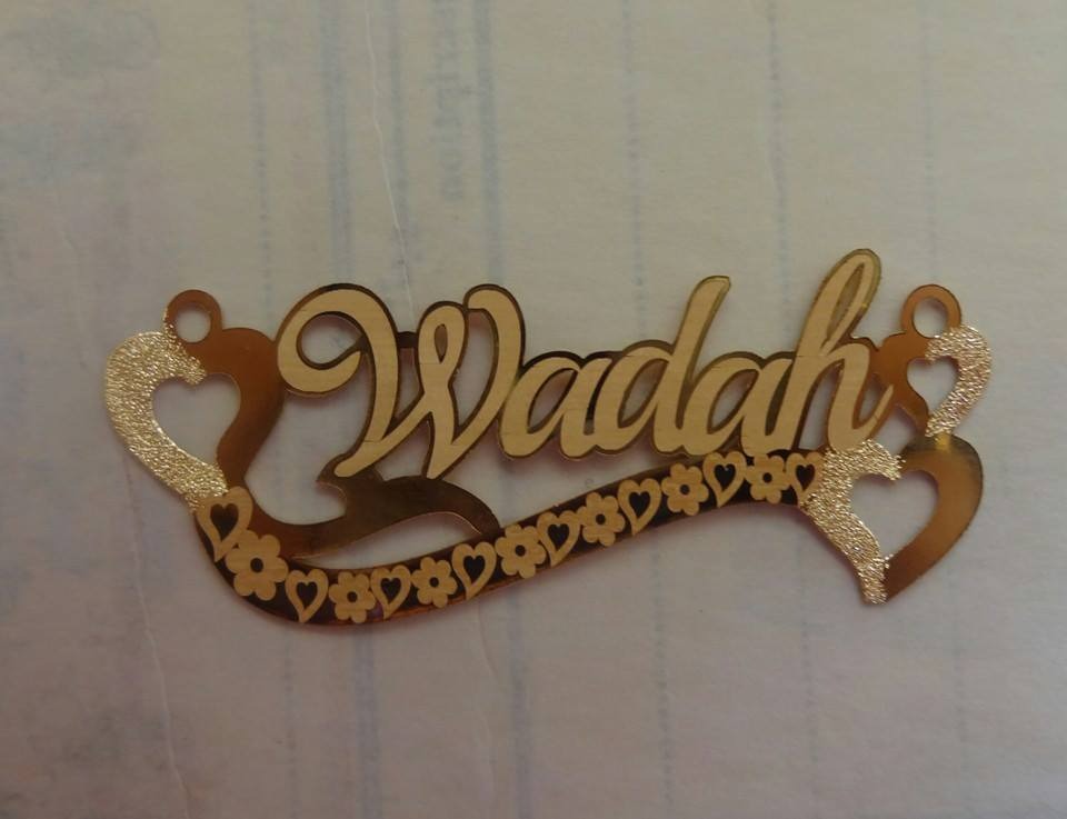 وضاح انجليزي Wadh · Arabic Calligraphy Laser Jewelry CAD · Closed Vector Path for Fiber Laser · Gold Name