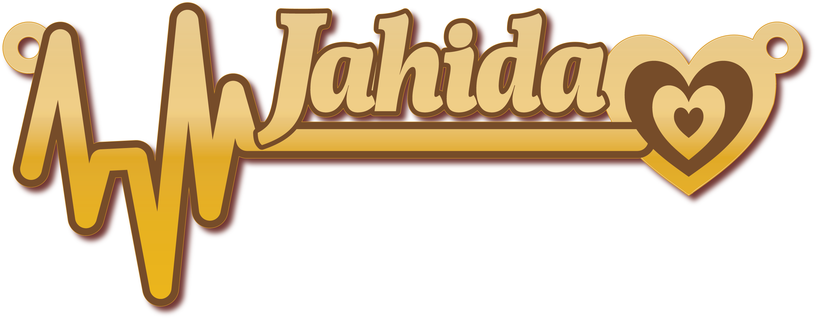 Jahida مع نبض قلب · تصميم خط عربي ومجوهرات ليزر · مسار مغلق للفايبر ليزر · Gold Name - اسمك ذهب