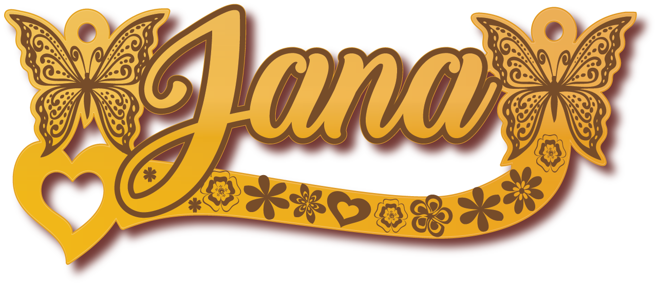 Jana · تصميم خط عربي ومجوهرات ليزر · مسار مغلق للفايبر ليزر · Gold Name - اسمك ذهب