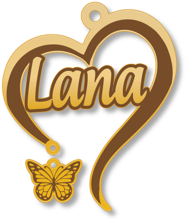 Lana · تصميم خط عربي ومجوهرات ليزر · مسار مغلق للفايبر ليزر · Gold Name - اسمك ذهب