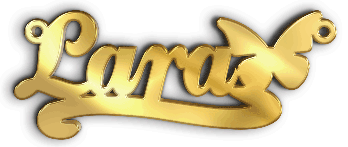 Lara · تصميم خط عربي ومجوهرات ليزر · مسار مغلق للفايبر ليزر · Gold Name - اسمك ذهب