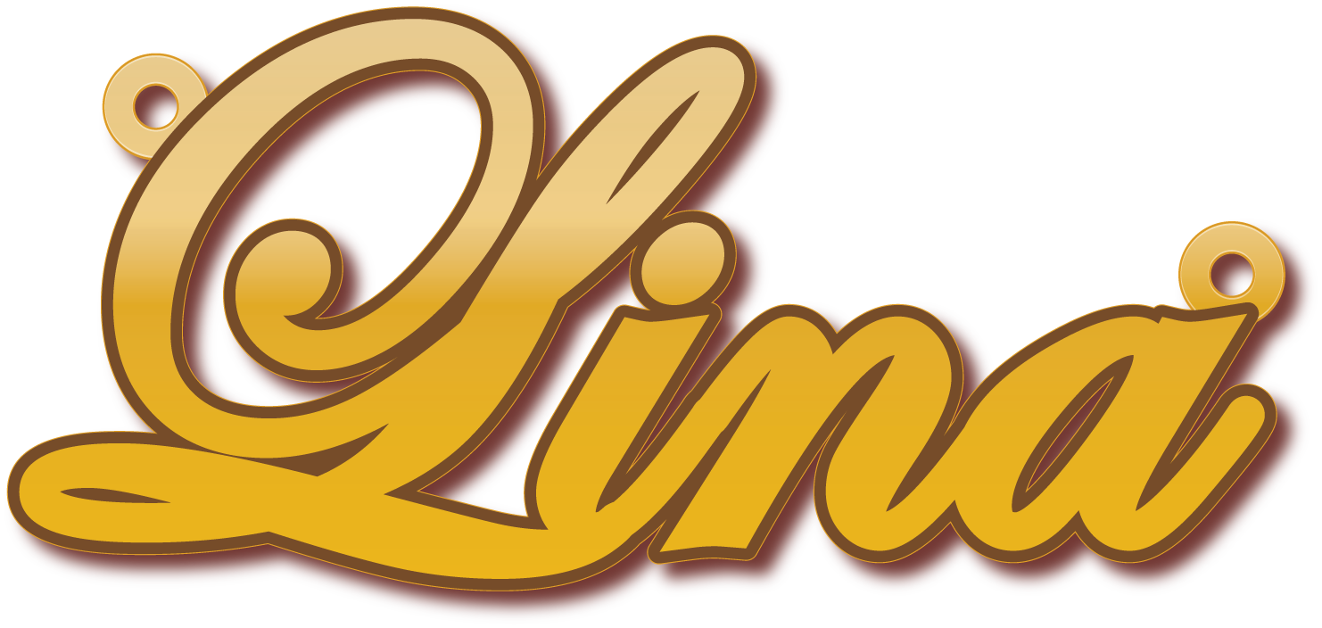 Lina · تصميم خط عربي ومجوهرات ليزر · مسار مغلق للفايبر ليزر · Gold Name - اسمك ذهب