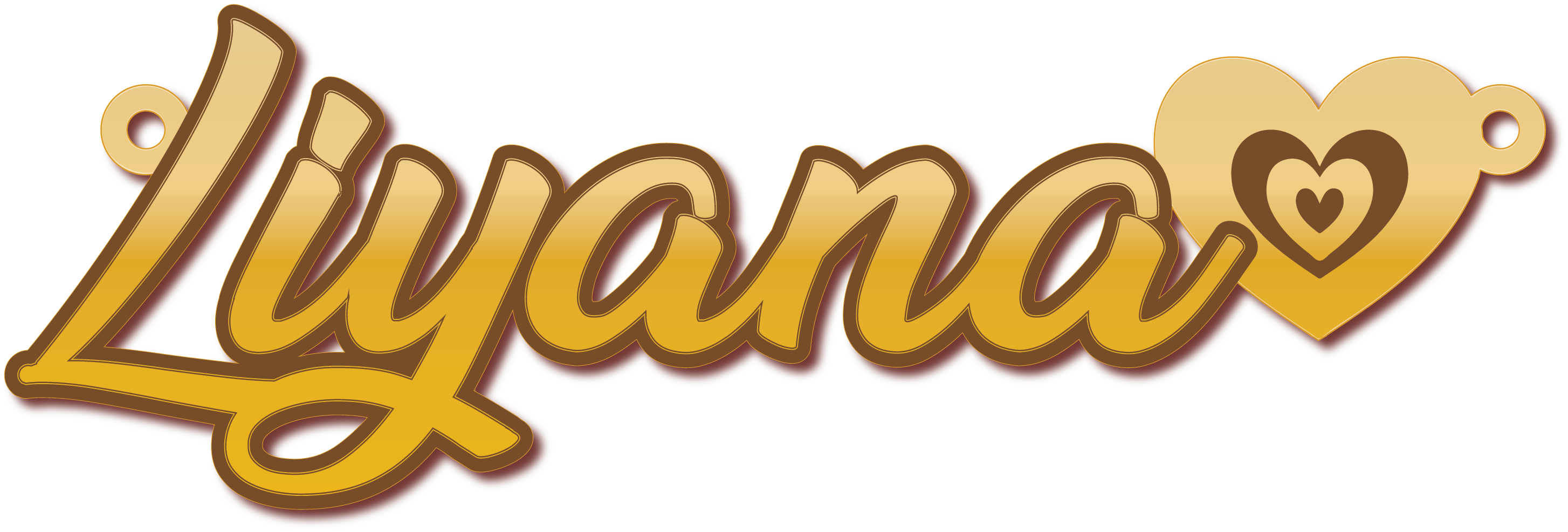 Liyana · تصميم خط عربي ومجوهرات ليزر · مسار مغلق للفايبر ليزر · Gold Name - اسمك ذهب