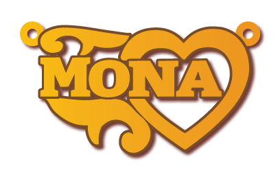 Mona · تصميم خط عربي ومجوهرات ليزر · مسار مغلق للفايبر ليزر · Gold Name - اسمك ذهب