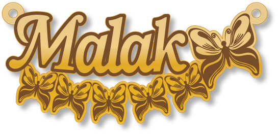 Malak · تصميم خط عربي ومجوهرات ليزر · مسار مغلق للفايبر ليزر · Gold Name - اسمك ذهب