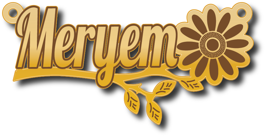 Meryem · تصميم خط عربي ومجوهرات ليزر · مسار مغلق للفايبر ليزر · Gold Name - اسمك ذهب